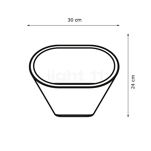 Foscarini Aplomb, lámpara de pared gris - alzado con dimensiones