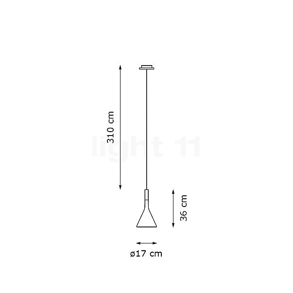 Foscarini Aplomb, lámpara de suspensión blanco - ø17 cm - alzado con dimensiones