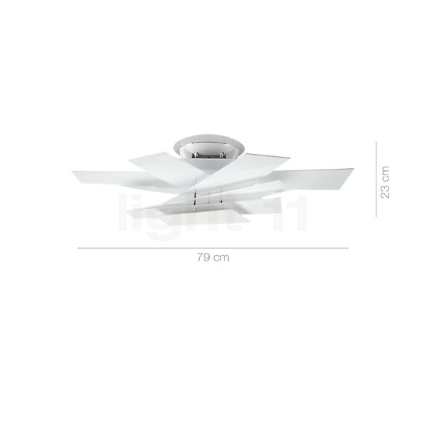 Dimensions du luminaire Foscarini Big Bang Parete/Soffitto blanc en détail - hauteur, largeur, profondeur et diamètre de chaque composant.