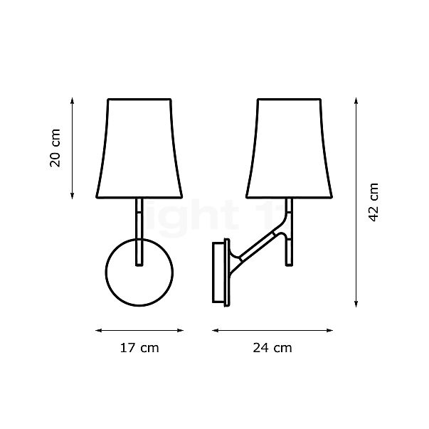 Foscarini Birdie Parete gris - con interruptor - alzado con dimensiones