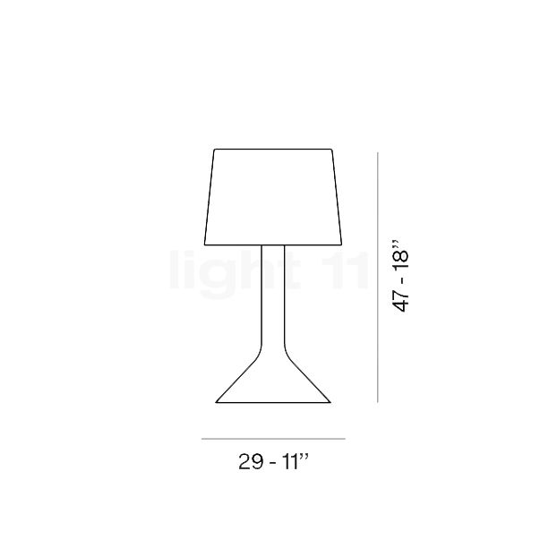 Foscarini Chapeaux, lámpara de sobremesa LED gris - vidrio - ø29 cm - alzado con dimensiones