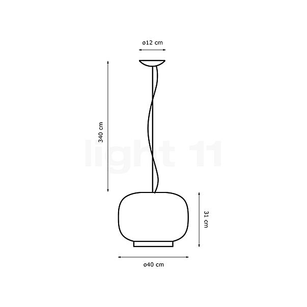 Foscarini Chouchin Reverse, lámpara de suspensión 1 - blanco/naranja - alzado con dimensiones