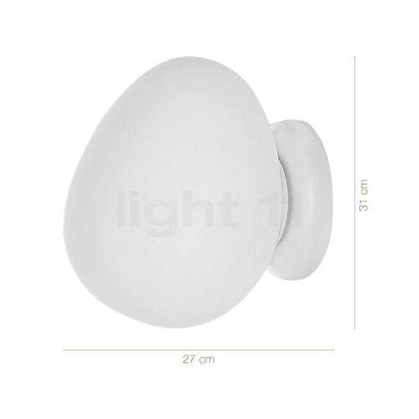 Measurements of the Foscarini Gregg Soffitto/ Parete white - media in detail: height, width, depth and diameter of the individual parts.