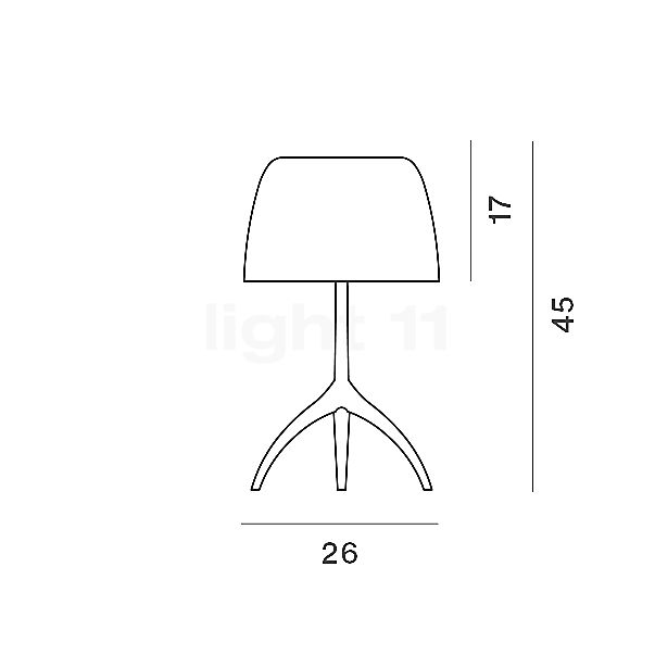 Foscarini Lumiere Lampe de table grande aluminium/blanc chaud - avec variateur - vue en coupe