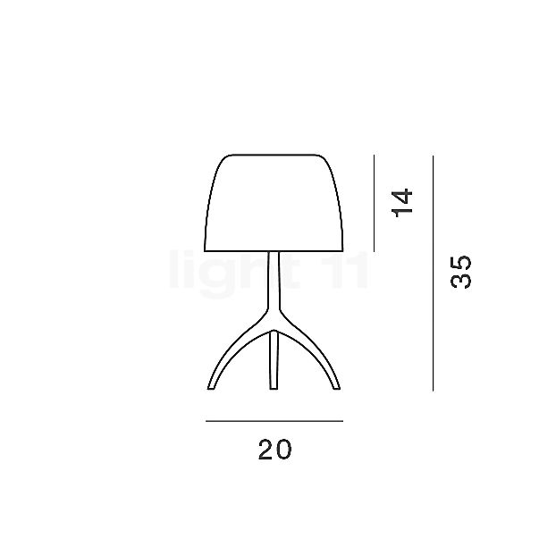 Foscarini Lumiere Lampe de table piccola aluminium/blanc - avec interrupteurs - vue en coupe