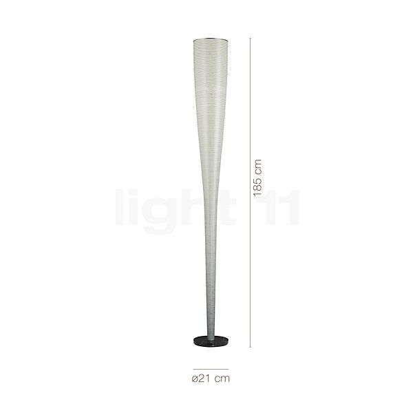 Dimensions du luminaire Foscarini Mite Terra LED blanc, Anniversary Edition en détail - hauteur, largeur, profondeur et diamètre de chaque composant.