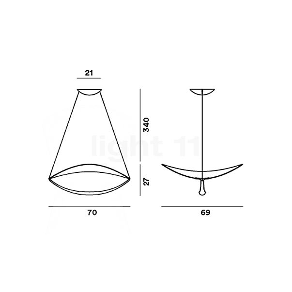 Foscarini Plena Lampada a sospensione LED bianco - dimmerabile - vista in sezione