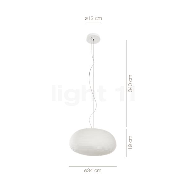 Measurements of the Foscarini Rituals Pendant Light 19 cm in detail: height, width, depth and diameter of the individual parts.