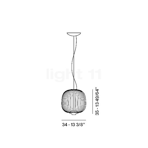 Foscarini Spokes 2 Sospensione LED dorado - pequeño - conmutable - alzado con dimensiones