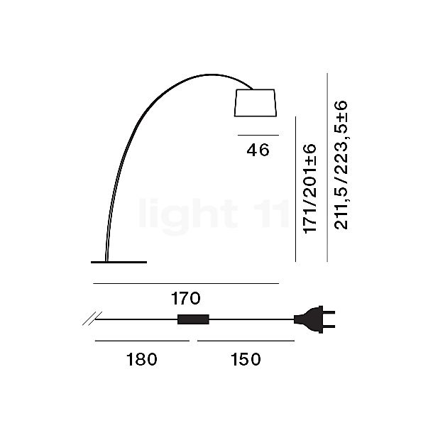 Foscarini Twiggy Bogenleuchte LED greige - tunable white Skizze