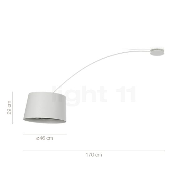 Measurements of the Foscarini Twiggy Soffitto black in detail: height, width, depth and diameter of the individual parts.