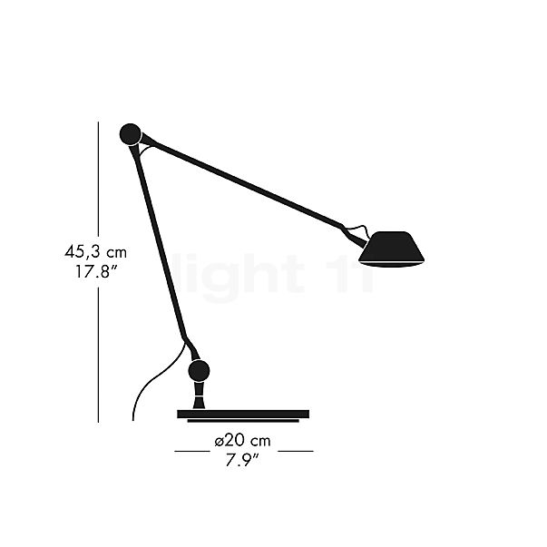 Fritz Hansen AQ01 Lampe de table LED noir mat - vue en coupe
