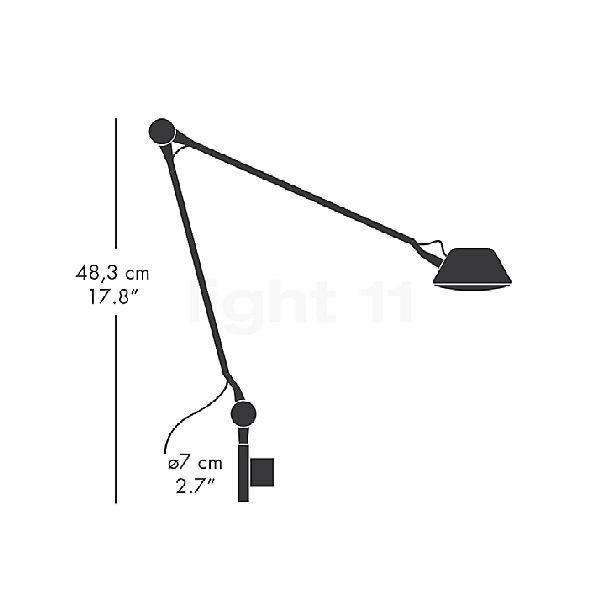 Fritz Hansen AQ01, lámpara de pared LED blanco - alzado con dimensiones
