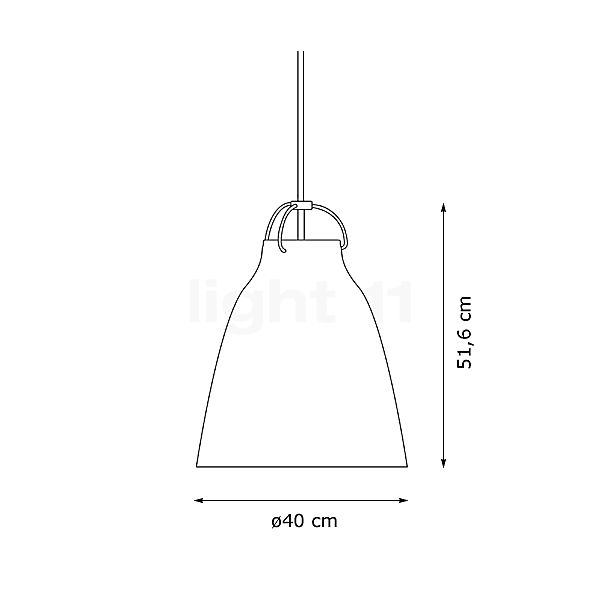 Fritz Hansen Caravaggio, lámpara de suspensión opalino/cable plateado - 40 cm - alzado con dimensiones