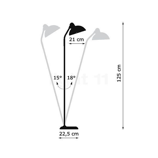 Fritz Hansen KAISER idell™ 6556-F, lámpara de pie aceituna - alzado con dimensiones