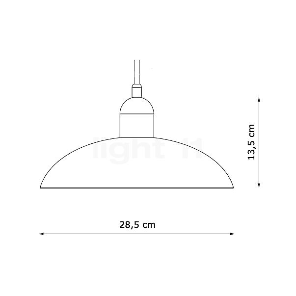 Fritz Hansen KAISER idell™ 6631-P, lámpara de suspensión aceituna - alzado con dimensiones