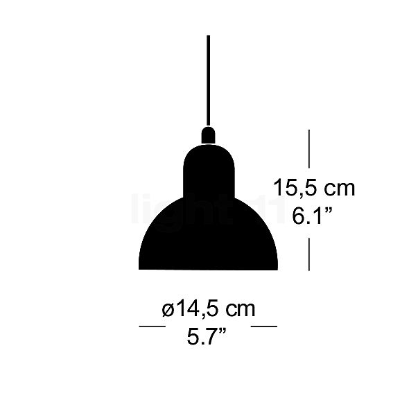 Fritz Hansen KAISER idell™, lámpara de suspensión gris - alzado con dimensiones
