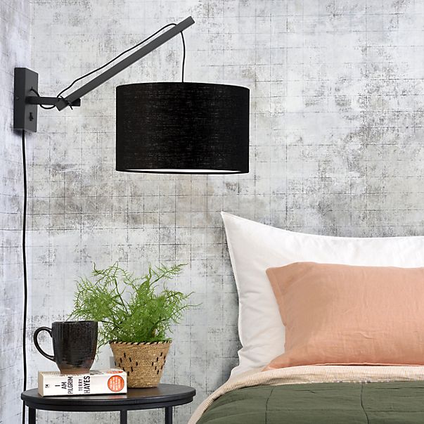Good & Mojo Andes Wall Light with arm natural/black, ø32 cm, D.70 cm , discontinued product