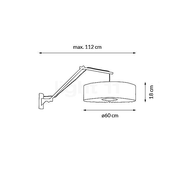 Good & Mojo Bromo Lampada da parete con il braccio naturale, ø60 cm, p.112 cm - vista in sezione