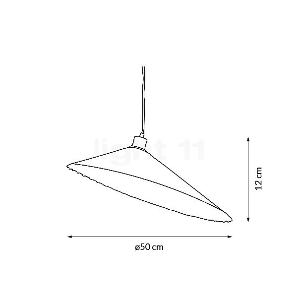 Good & Mojo Bromo, lámpara de suspensión asimétrica ø50 cm - alzado con dimensiones