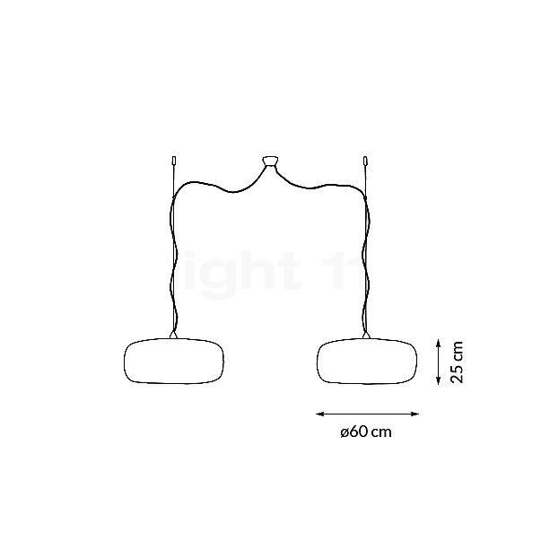 Good & Mojo Palawan, lámpara de suspensión 2 focos blanco - alzado con dimensiones