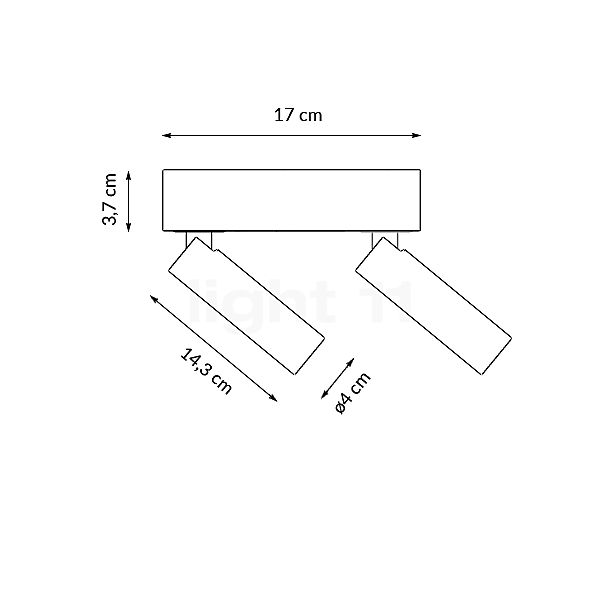 Grau Clear Lampada da soffitto LED 2 fuochi cromo - vista in sezione