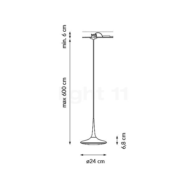 Grau Falling Leaf Einbaupendelleuchte LED chrom/weiß - 600 cm Skizze