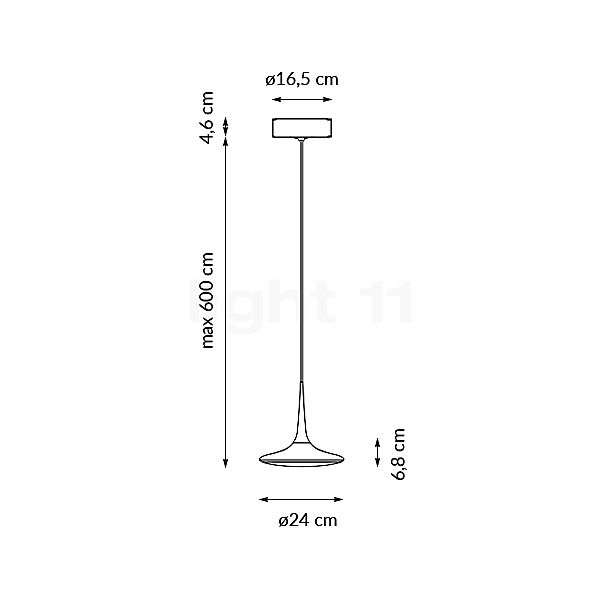 Grau Falling Leaf Pendel LED krom/hvid - 600 cm skitse