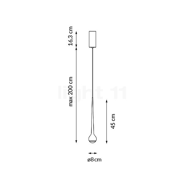 Grau Falling Sun Hanglamp LED zwart - 200 cm schets