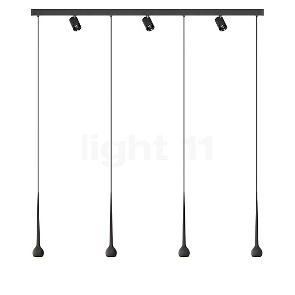 Grau Falling Sun Trace Lampada a sospensione LED 7 fuochi nero - 600 cm