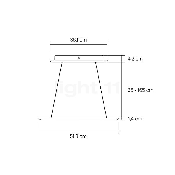 Grau Flying, lámpara de suspensión LED negro - alzado con dimensiones