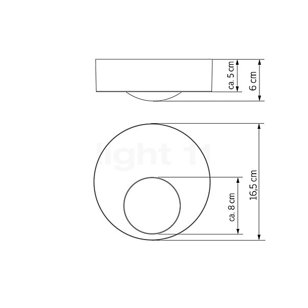 Grau Globe Box, lámpara de techo LED cromo - alzado con dimensiones