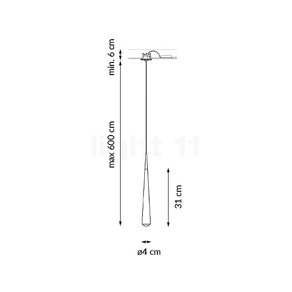 Grau Niceone Pendel indbygningslampe LED aluminium/brungrå - 600 cm skitse