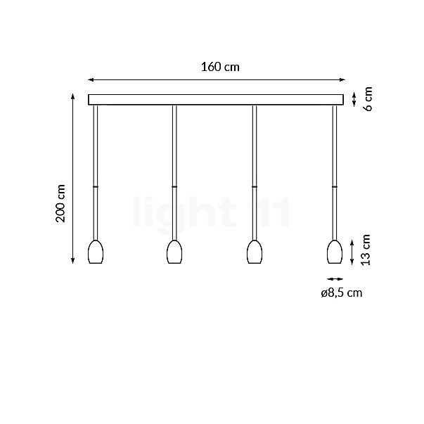 Grau Oh China Lampada a sospensione LED 4 fuochi bianco - vista in sezione