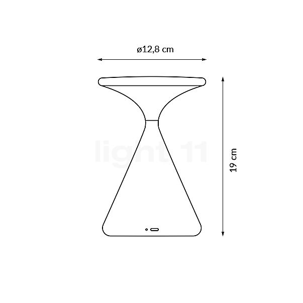 Grau Salt Lampada ricaricabile LED sabbia - vista in sezione