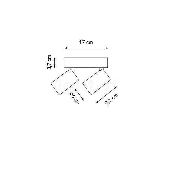 Grau Set Aufbaustrahler LED 2-flammig chrom Skizze