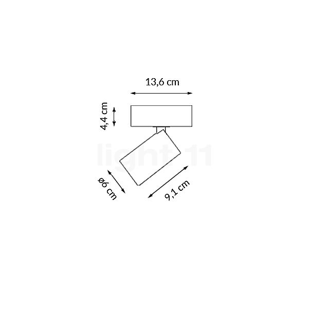 Grau Set, foco de superficie LED cromo - alzado con dimensiones