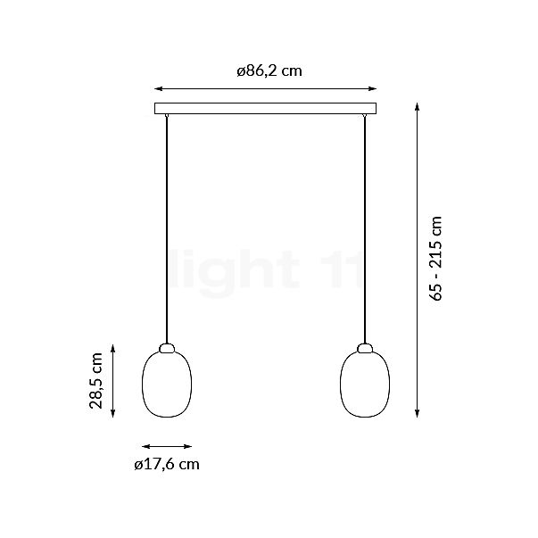 Grau Sun Lampada a sospensione LED 2 fuochi sabbia - altezza regolabile - vista in sezione