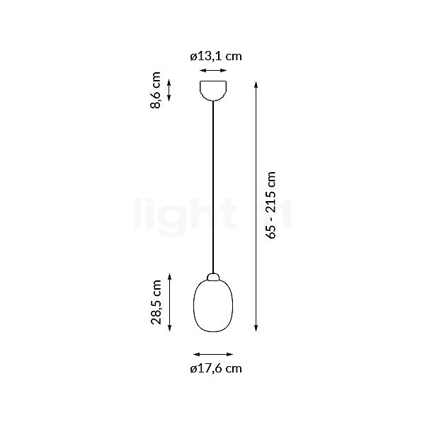 Grau Sun Lampada a sospensione LED nero - altezza regolabile - vista in sezione