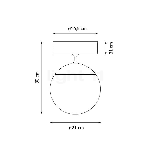 Grau Sun Lampada da soffitto LED sabbia - ø21 cm - vista in sezione