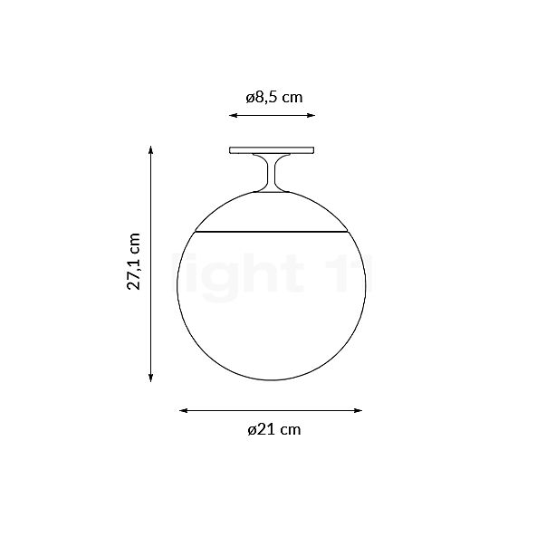 Grau Sun Loftindbygningslampe LED sort - ø21 cm skitse