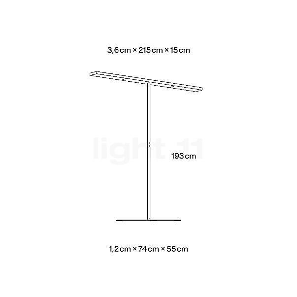 Grau Xt-a Plus Lampadaire LED 2 foyers noir/noir - vue en coupe