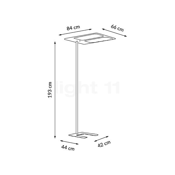 Grau Xt-s Side Lampadaire LED 2 foyers gris-marron - vue en coupe