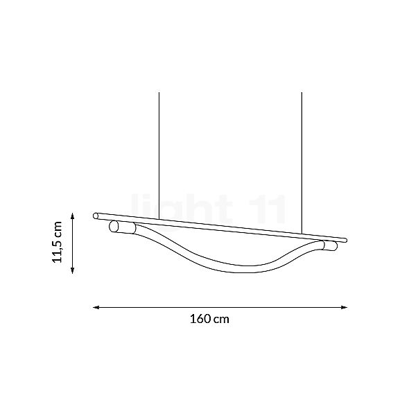 Graypants Levity Bow Lampada a sospensione LED nero - 160 cm - vista in sezione