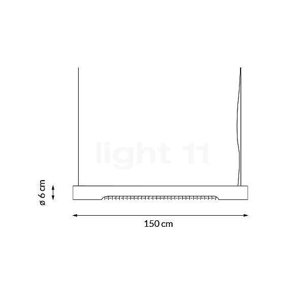 Graypants Roest Lampada a sospensione orizzontale LED carbonio - 150 cm - vista in sezione