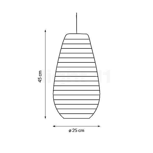 Graypants Scraplights Drop, lámpara de suspensión rubio - ø25 cm - alzado con dimensiones