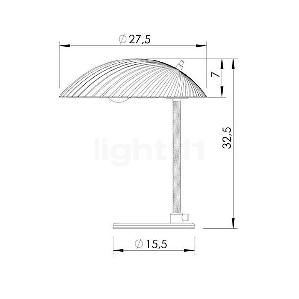 Gubi 5321 Lampe de table laiton poli - vue en coupe