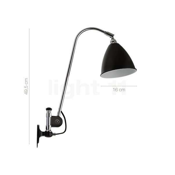 Measurements of the Gubi BL6 Wall light black / black in detail: height, width, depth and diameter of the individual parts.
