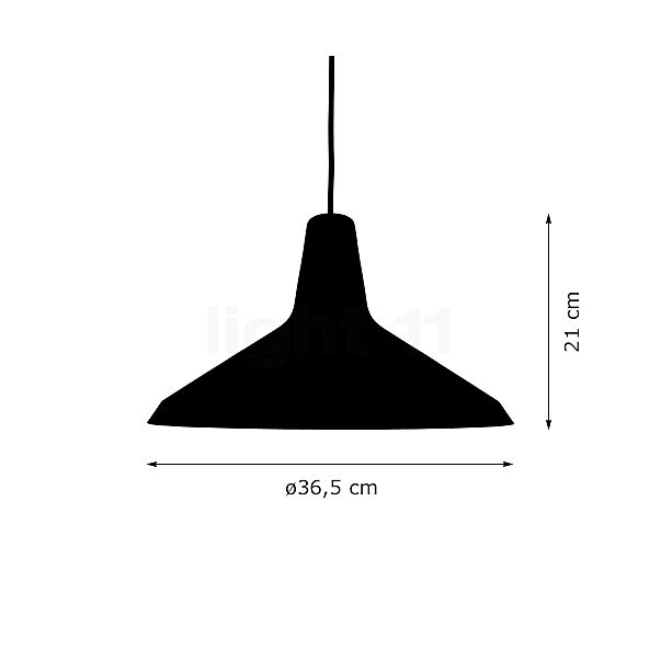 Gubi G10, lámpara de suspensión negro - alzado con dimensiones