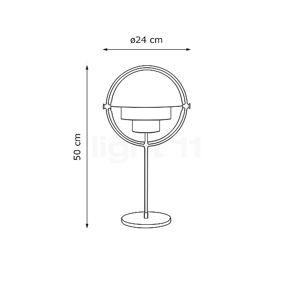 Gubi Multi-Lite Lampe de table chrome - vue en coupe
